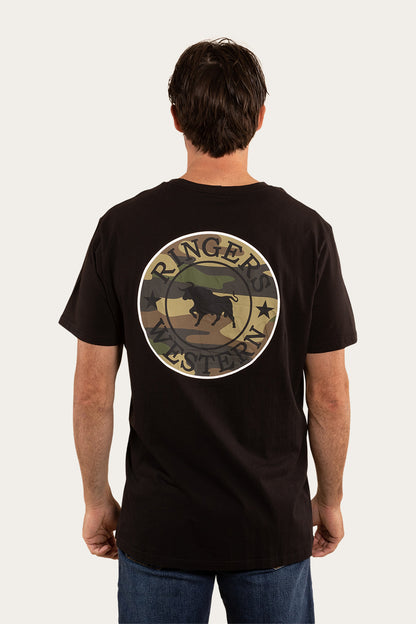 Signature Bull Mens Loose Fit T-Shirt - Black/Camo