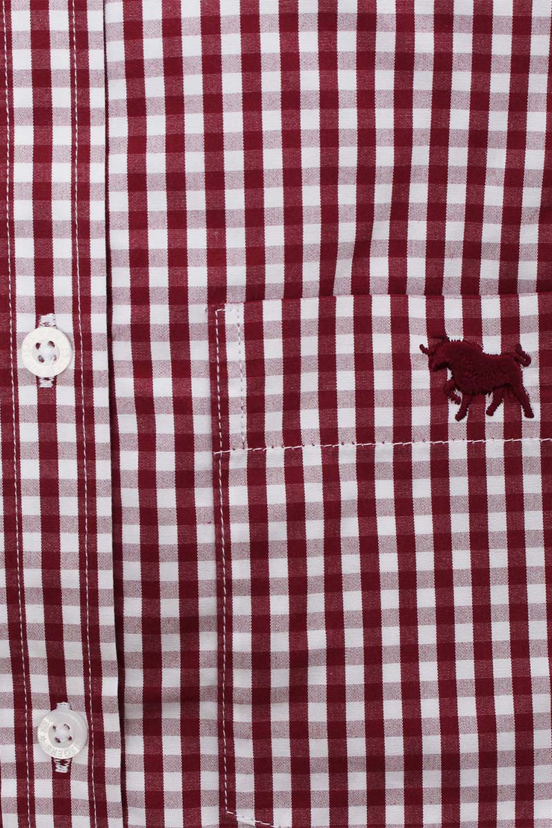 Davidson Womens Gingham Dress Shirt - Burgundy