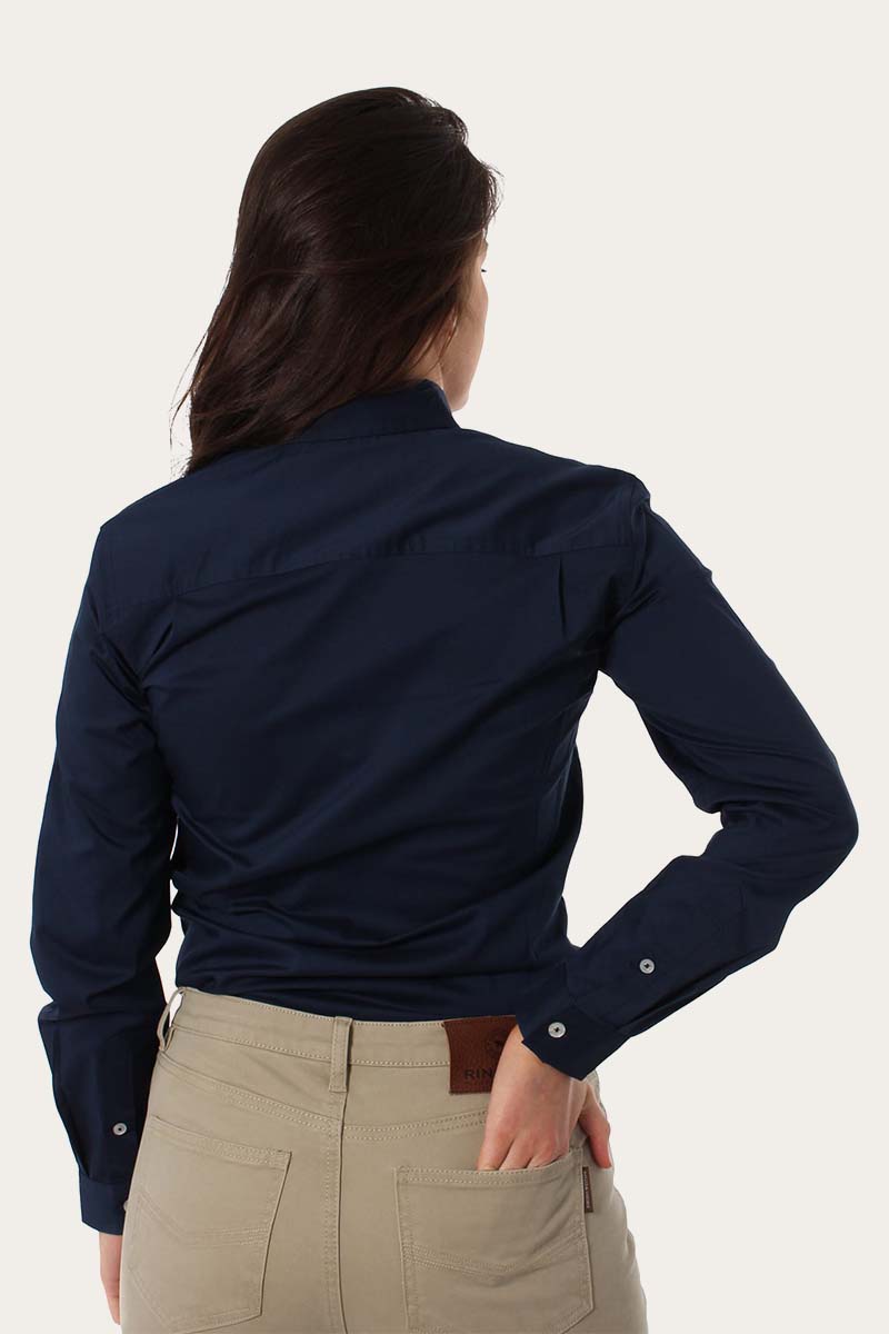 Longreach Womens Plain Dress Shirt - Navy