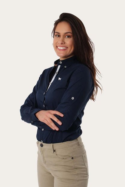 Longreach Womens Plain Dress Shirt - Navy