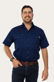 Lake Argyle Mens Short Sleeve Full Button Work Shirt - Navy