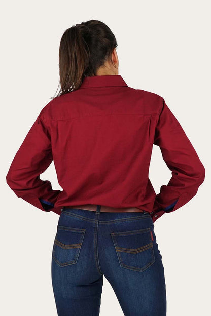 Pentecost River Womens Half Button Work Shirt - Burgundy