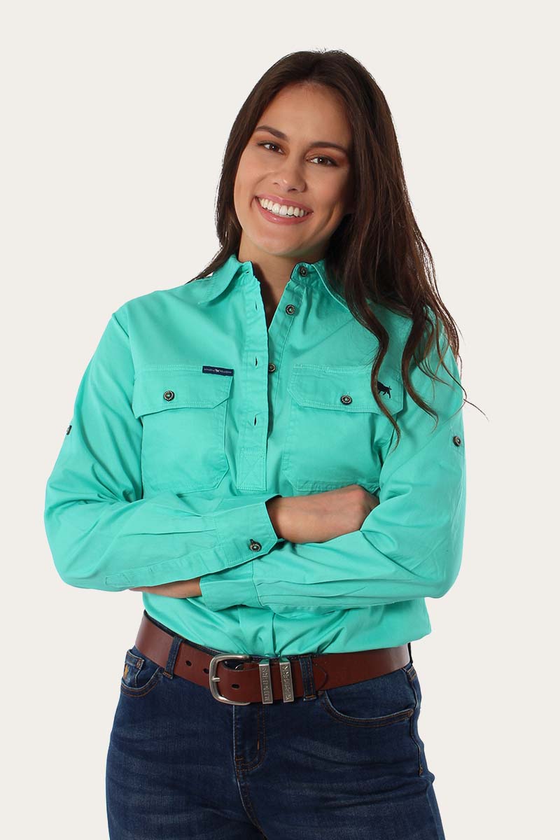 Pentecost River Womens Half Button Work Shirt - Mint