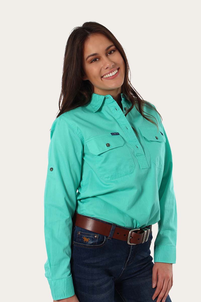 Pentecost River Womens Half Button Work Shirt - Mint