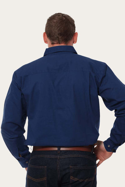 King River Mens Full Button Work Shirt - Navy