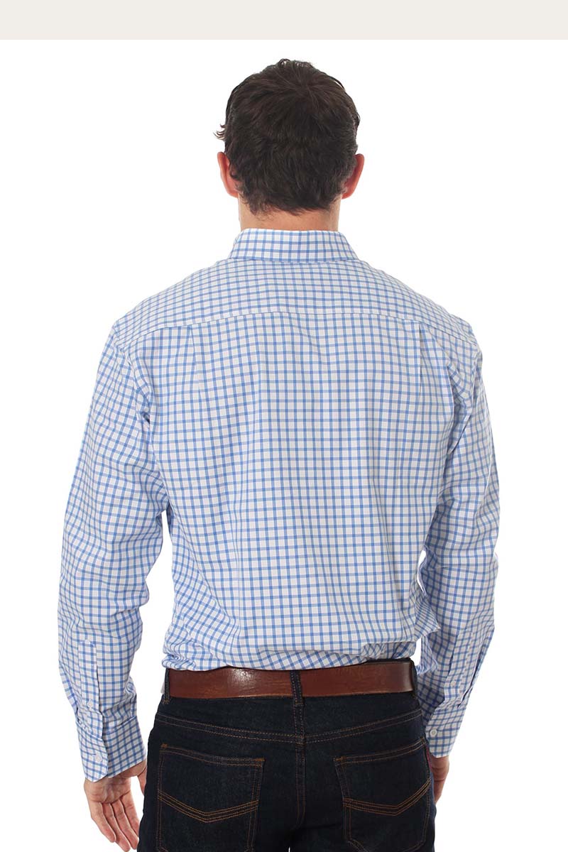 Heritage Mens Check Dress Shirt - Blue/White