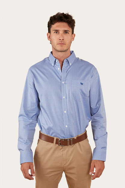 Heritage Mens Check Dress Shirt - Blue