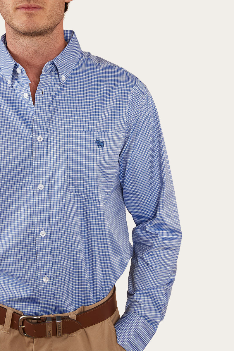 Heritage Mens Check Dress Shirt - Blue