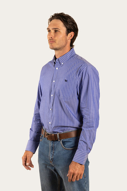 Heritage Mens Stripe Dress Shirt - Dark Chambray