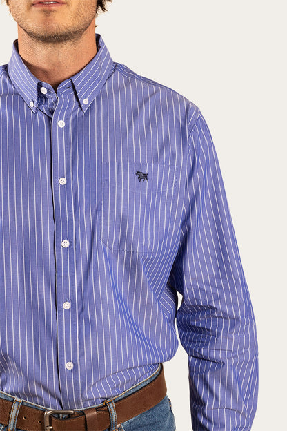 Heritage Mens Stripe Dress Shirt - Dark Chambray