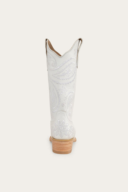 Olivia Womens Cuban Heel Western Boot - White/White