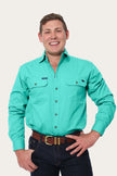 King River Mens Full Button Work Shirt - Mint