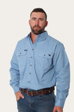 King River Mens Full Button Work Shirt - Denim Blue