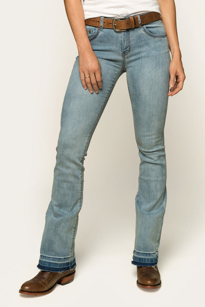 Billie Womens Mid-Rise Bootleg Jeans - Light Blue