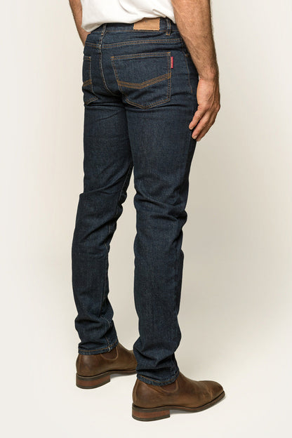 Burke Mens Tapered Slim Leg Jeans - Dark Blue