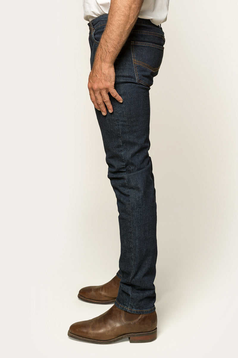 Burke Mens Tapered Slim Leg Jeans - Dark Blue