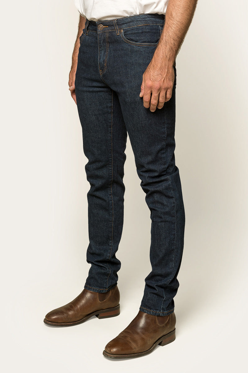 Burke Mens Tapered Slim Leg Jeans - Dark Blue