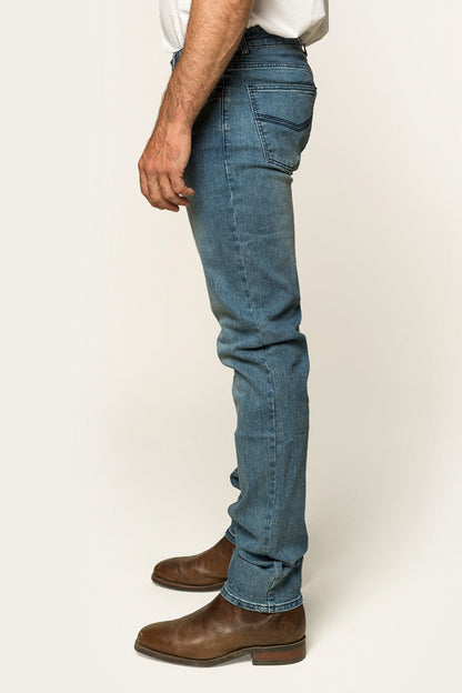 Burke Mens Tapered Slim Leg Jeans - Light Blue