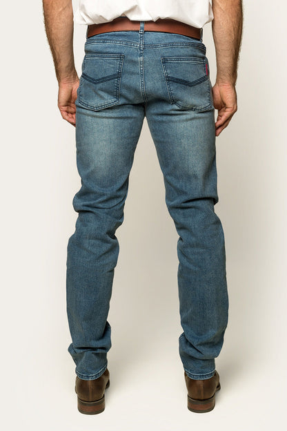 Burke Mens Tapered Slim Leg Jeans - Light Blue