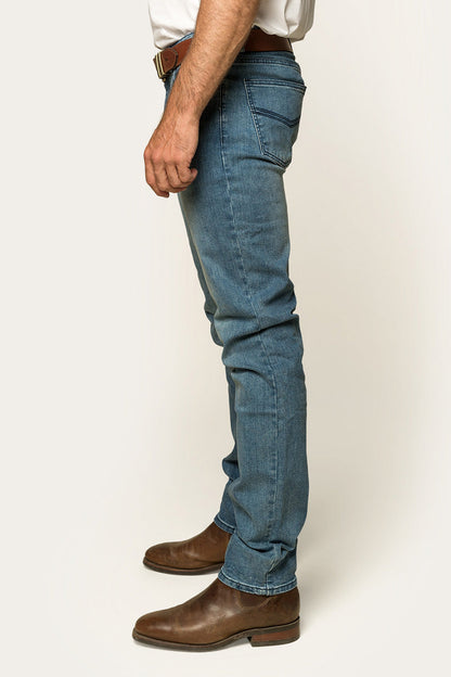 Burke Mens Tapered Slim Leg Jeans - Light Blue