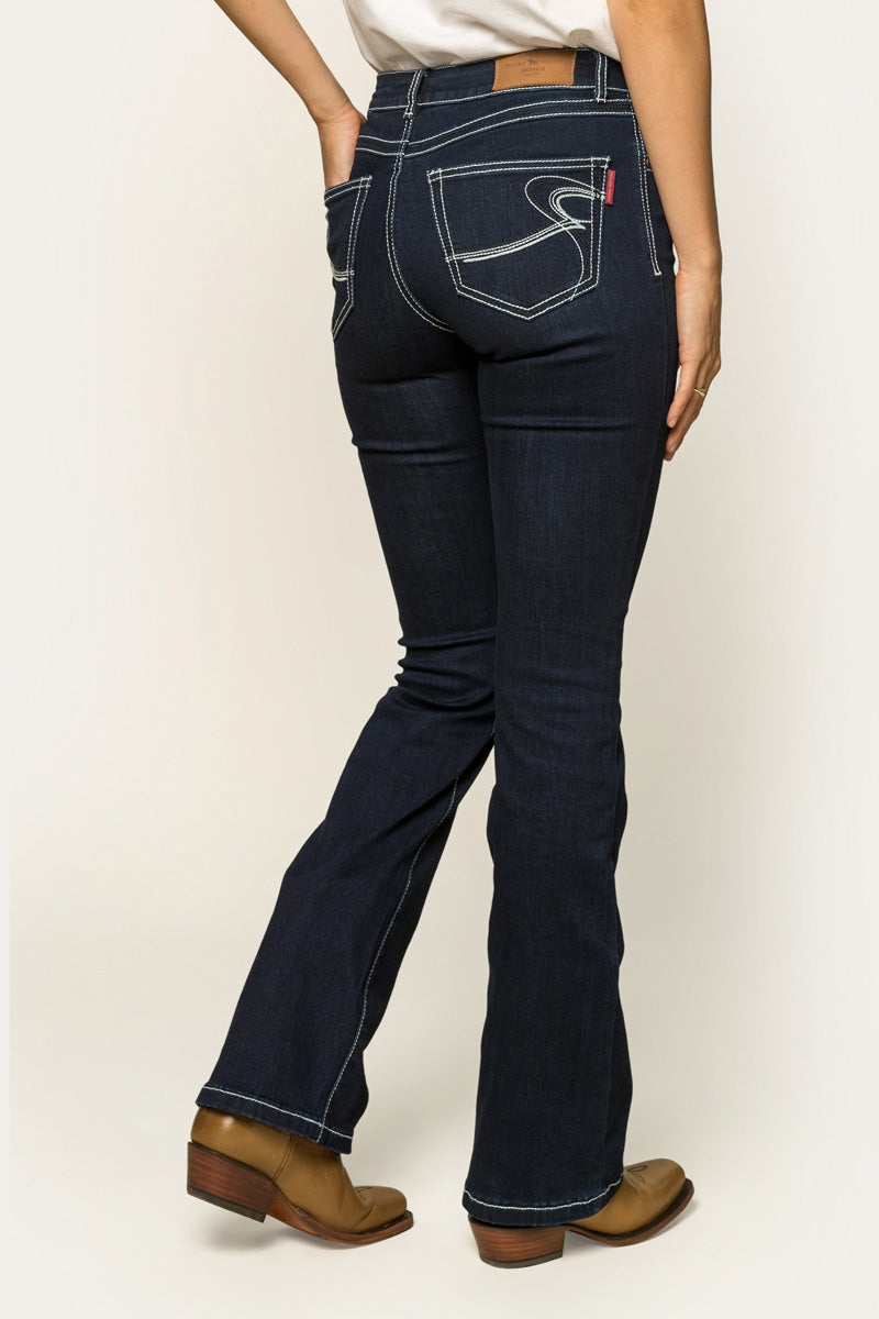 Caroline Womens Mid-Rise Bootleg Jeans - Indigo Blue