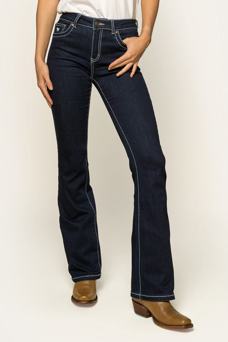 Caroline Womens Mid-Rise Bootleg Jeans - Indigo Blue