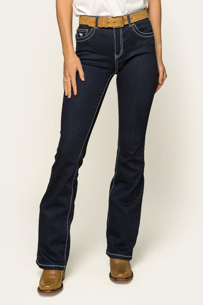 Caroline Womens Mid-Rise Bootleg Jeans - Indigo Blue