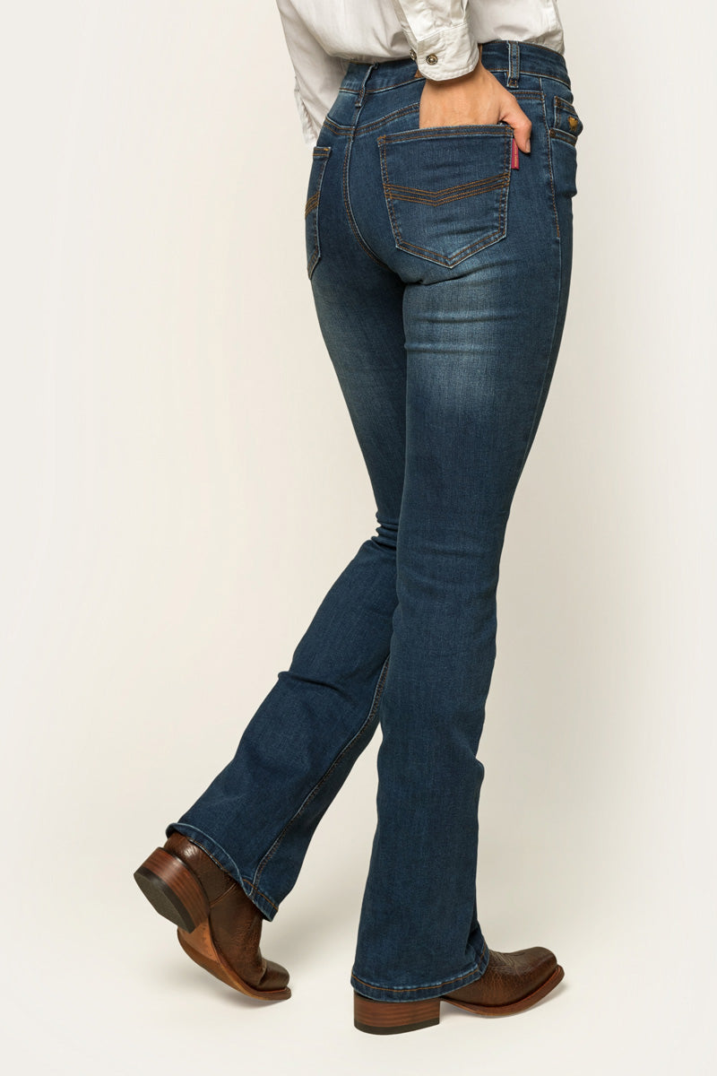 Katherine Womens Mid-Rise Bootleg Jeans - Classic Blue