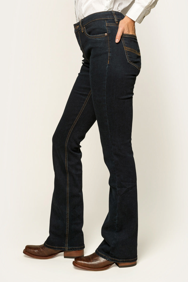 Katherine Womens Mid-Rise Bootleg Jeans - Dark Blue