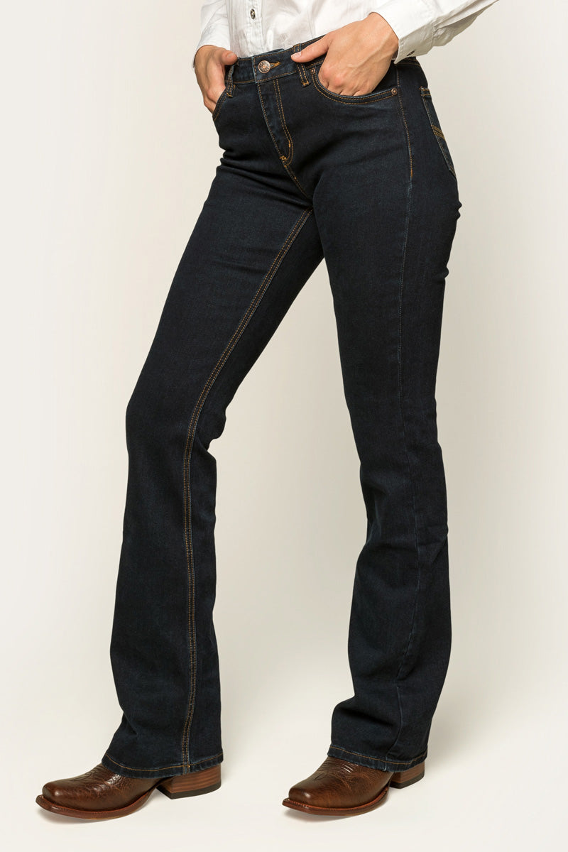 Katherine Womens Mid-Rise Bootleg Jeans - Dark Blue