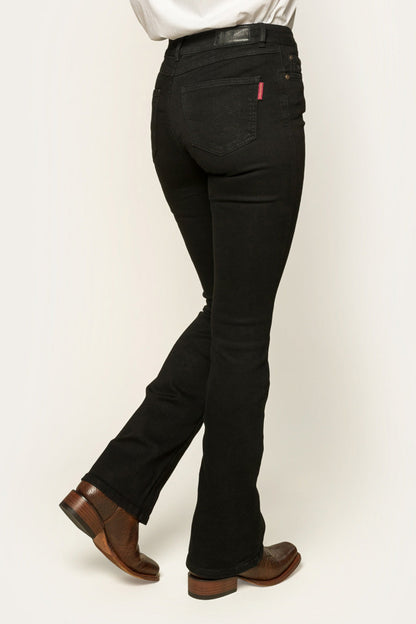 Katherine Womens Mid-Rise Bootleg Jeans - Black