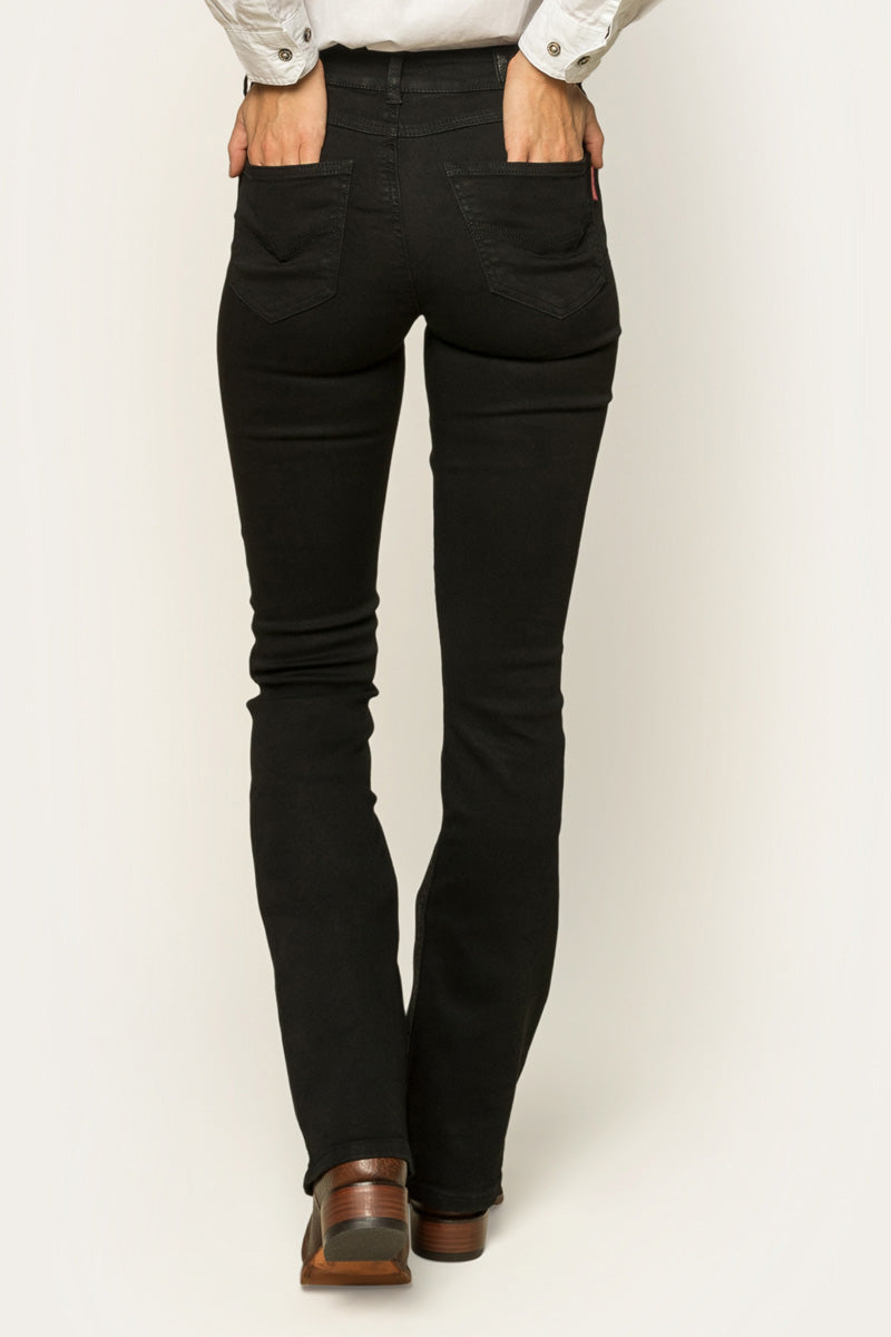 Katherine Womens Mid-Rise Bootleg Jeans - Black