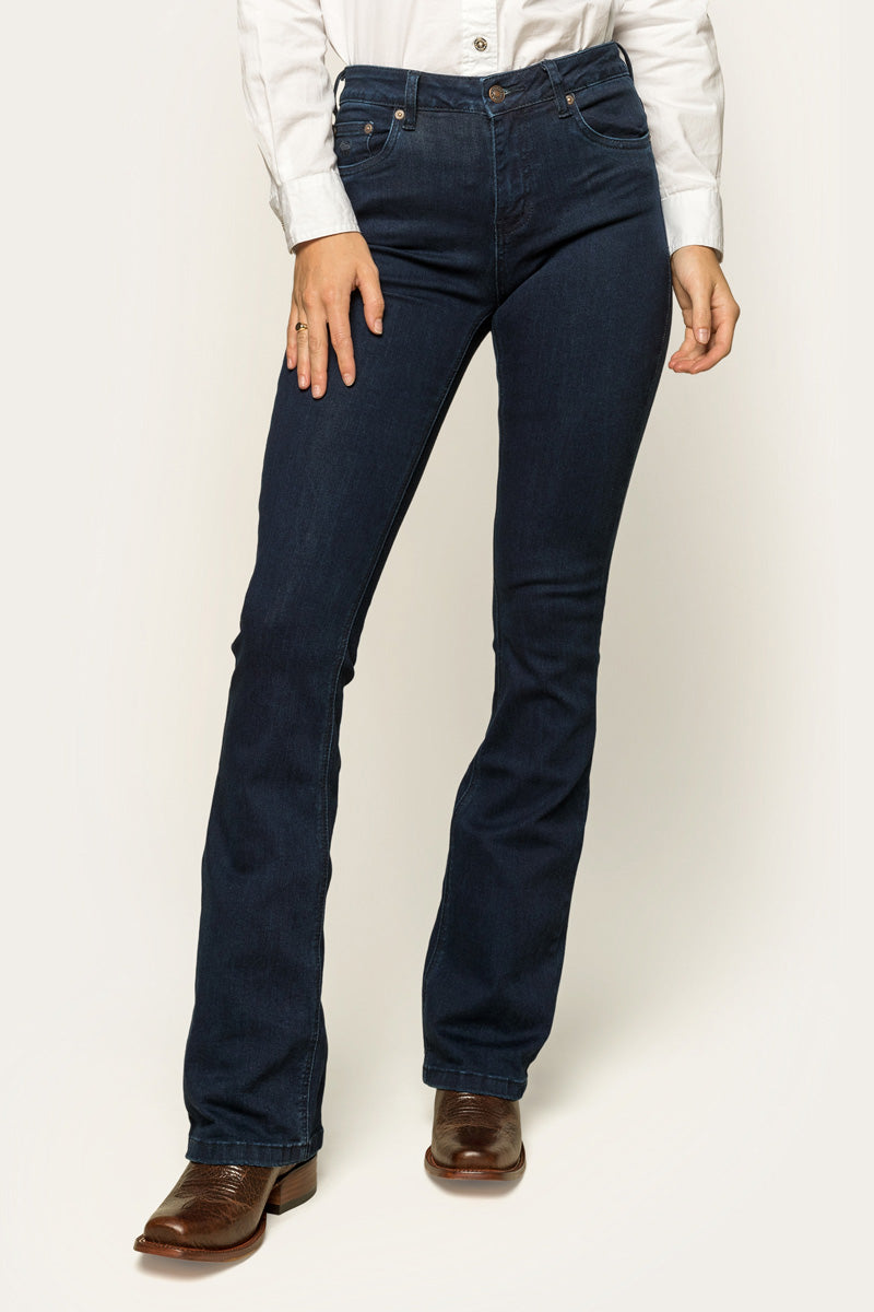 Katherine Womens Mid-Rise Bootleg Jeans - Indigo Blue