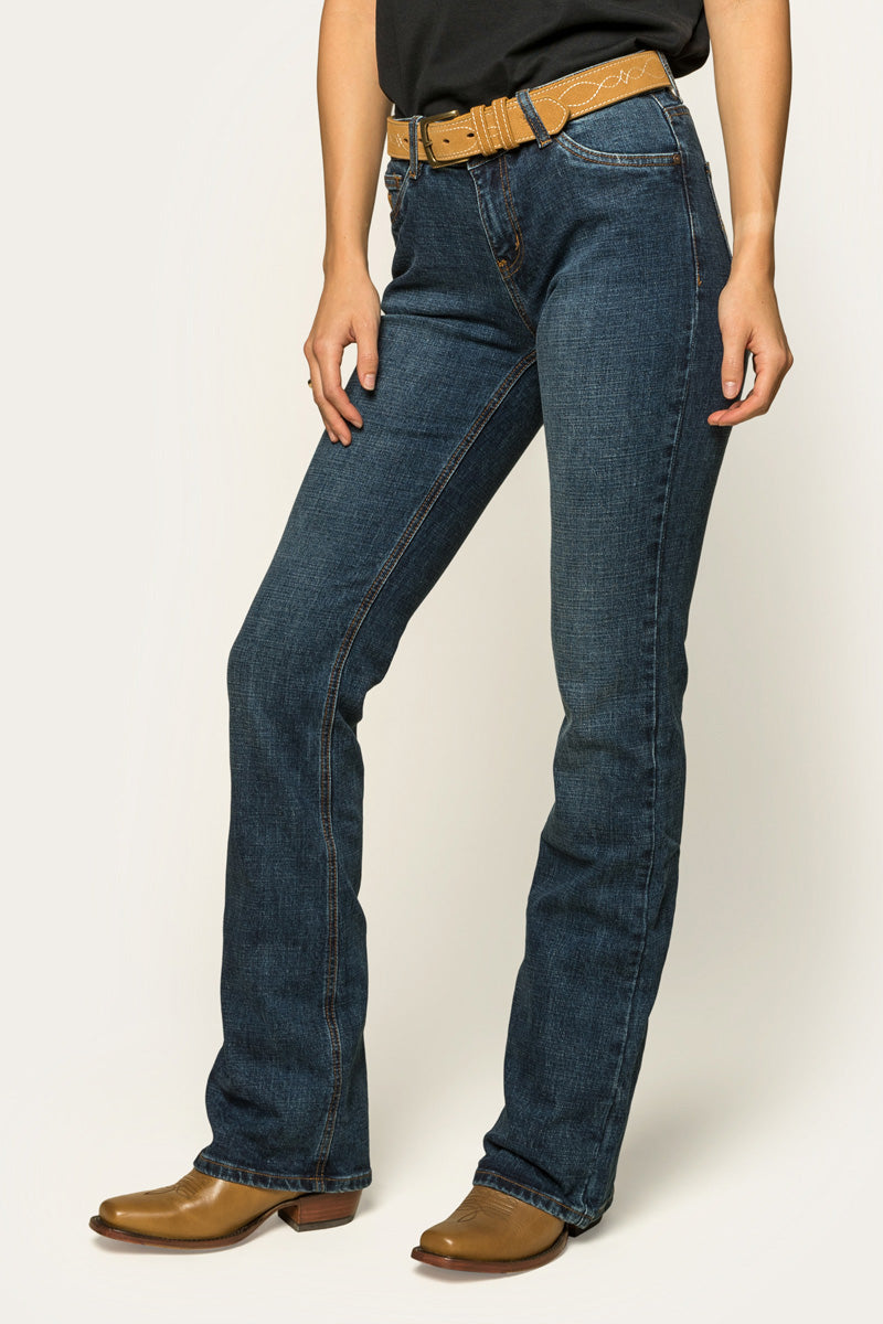 Megan Womens Low-Rise Bootleg Jeans - Classic Blue