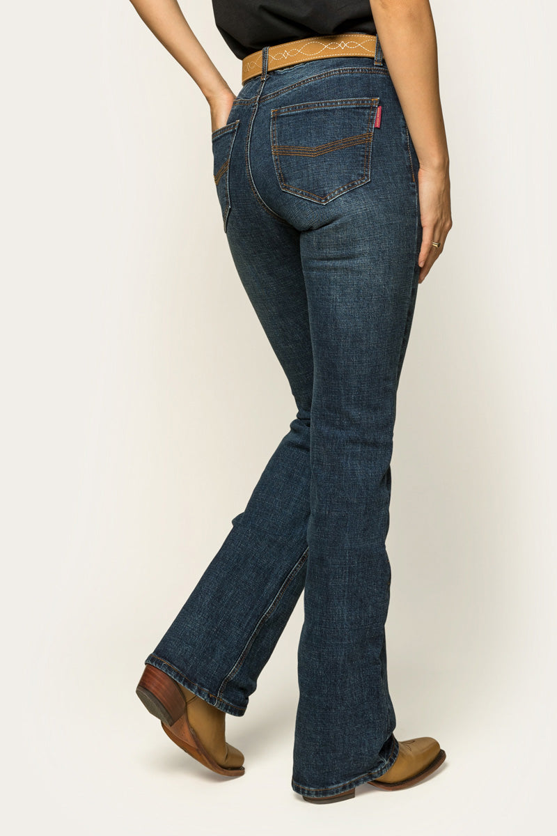 Megan Womens Low-Rise Bootleg Jeans - Classic Blue