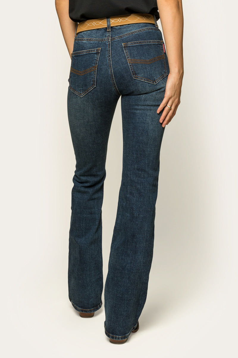 Megan Womens Low-Rise Bootleg Jeans - Classic Blue