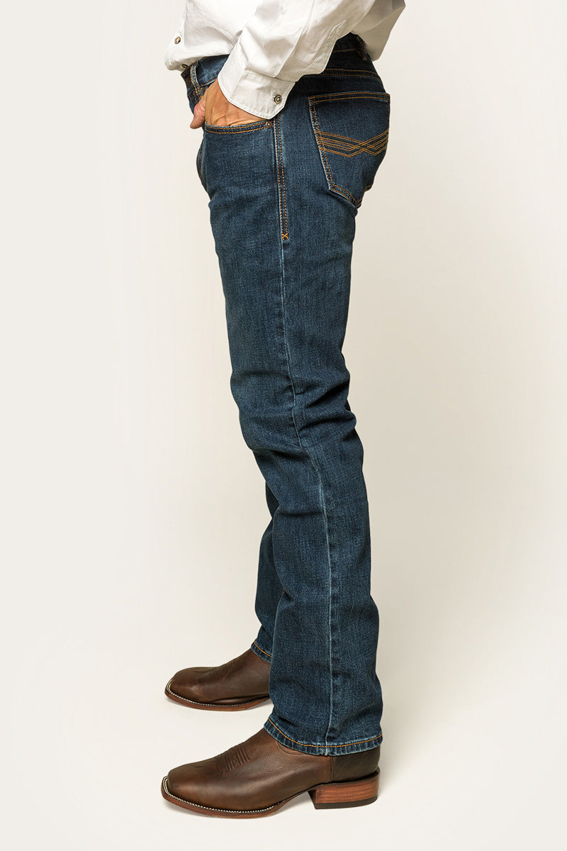 Muster Mens Slim Straight Fit Jeans - Dark Wash Blue