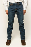 Muster Mens Slim Straight Fit Jeans - Dark Wash Blue