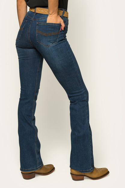 Selina Womens Mid-Rise Bootleg Jeans - Classic Blue