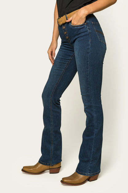 Selina Womens Mid-Rise Bootleg Jeans - Classic Blue