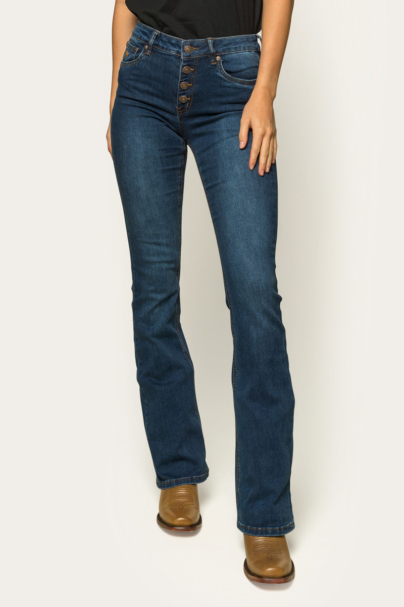 Selina Womens Mid-Rise Bootleg Jeans - Classic Blue