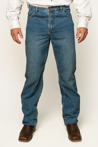 Station Hill Mens Relaxed Fit Jean - Mid Wash Blue