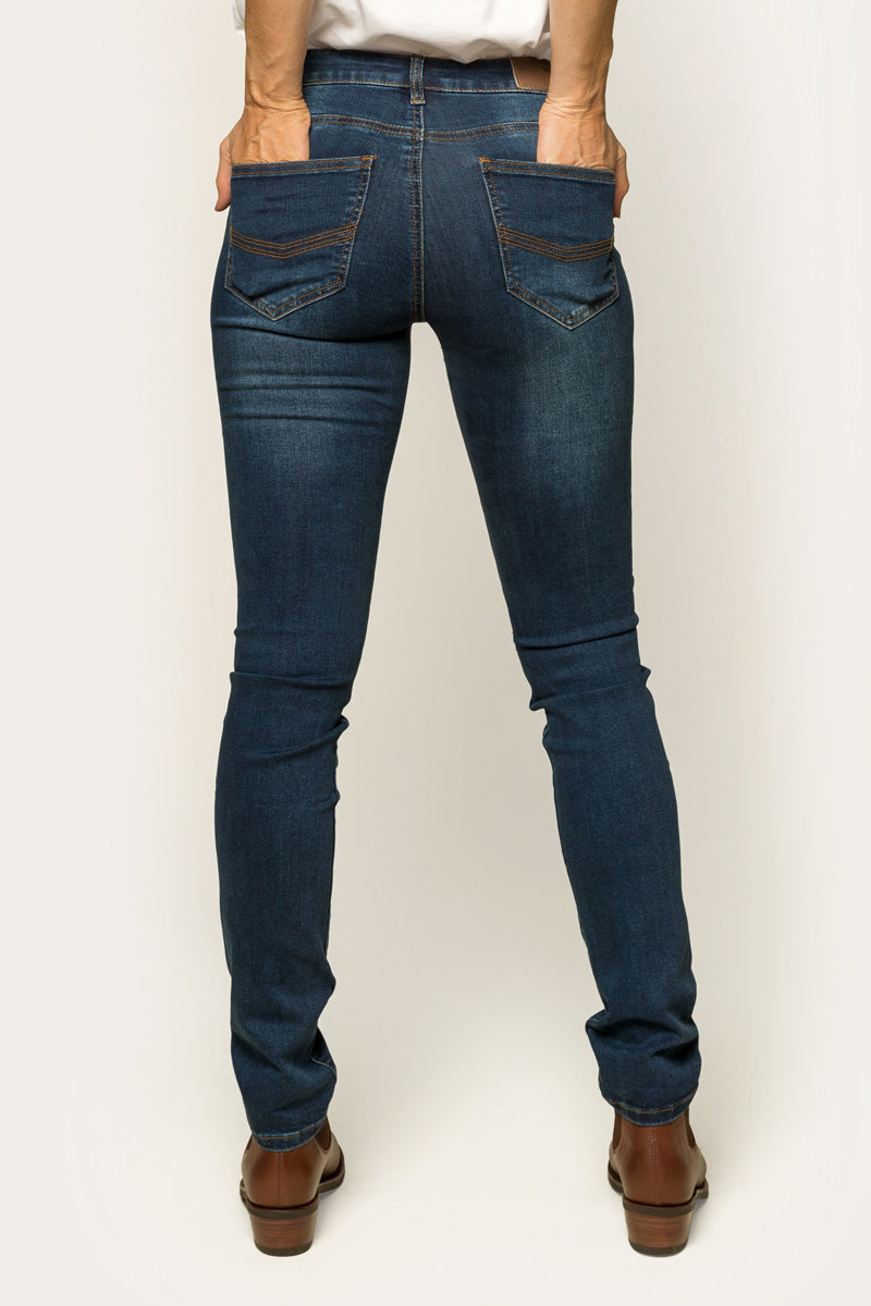 Victoria Womens Mid-Rise Straight-Leg Jeans - Classic Blue