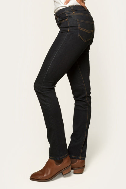 Victoria Womens Mid-Rise Straight-Leg Jeans - Dark Blue