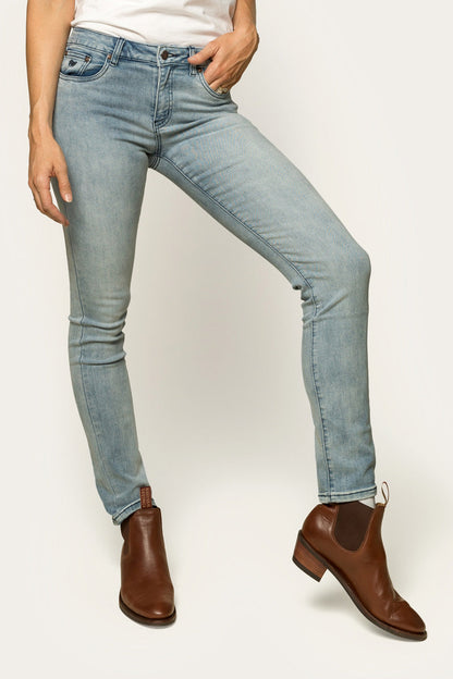 Victoria Womens Mid-Rise Straight-Leg Jeans - Light Blue